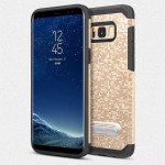 Wholesale Galaxy Note 8 Pixel Hybrid Kickstand Case with Metal Plate for Car Mount (Champagne Gold)